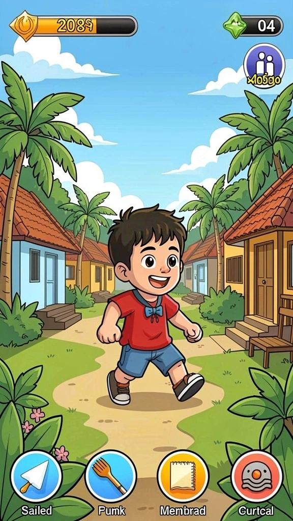 Grafis yang cerah dan penuh warna.