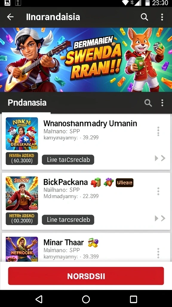 Tampilan awal aplikasi yang menarik dan user-friendly.