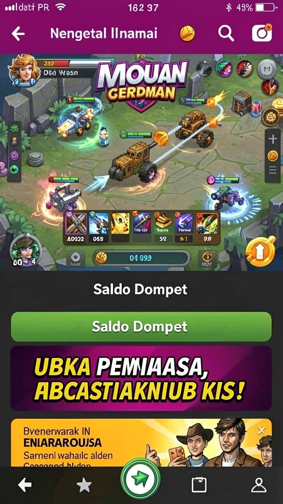 Screenshot menunjukkan pertempuran epik melawan monster besar.