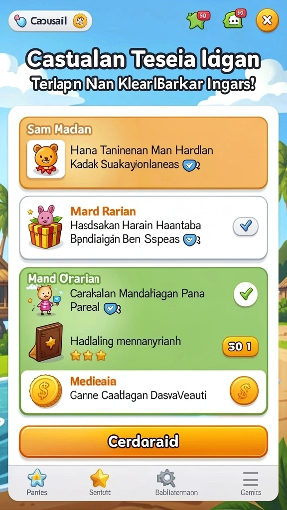 Tantangan harian yang menambah keseruan dalam menjalani permainan.